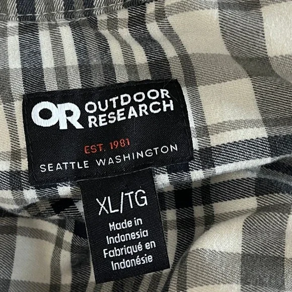 Outdoor Research Kulshan Flannel Shirt Mens XL Black White Plaid 300091 F23 - Picture 4 of 10